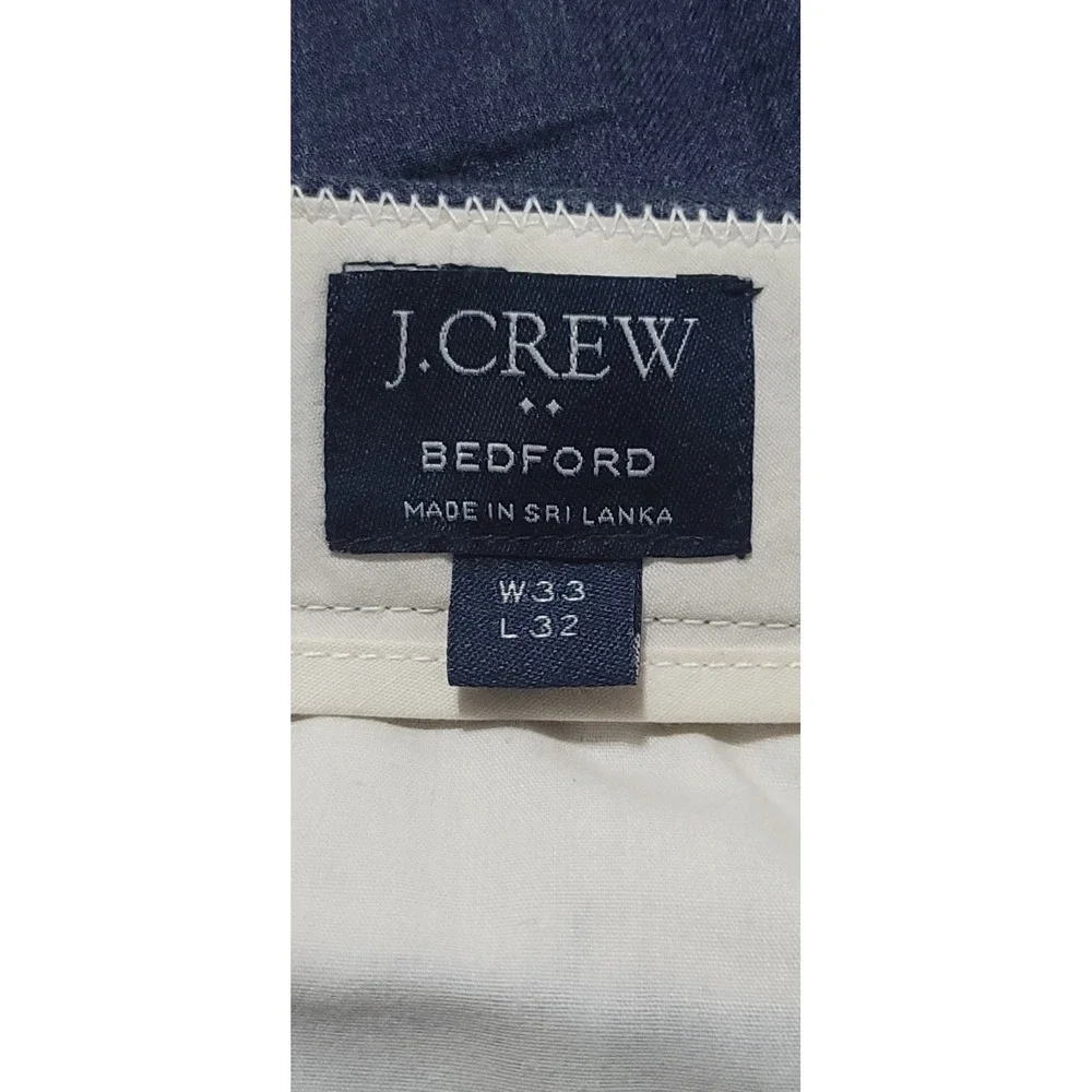 J. Crew Men's Bedford Heathered Blue FF Cotton Chinos‎ Size 33 X 22